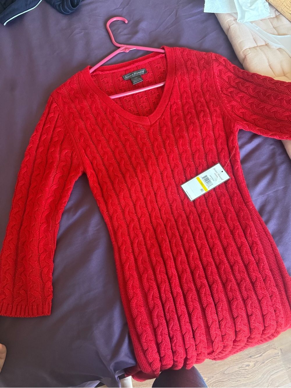 Jessica Howard Red Sweater Dress